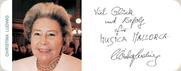 Handschriftliche Glückwunschkarte von Christa Ludwig an das Festival MúsicaMallorca