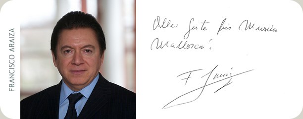 Handschriftliche Glückwunschkarte von Francisco Araiza an das Festival MúsicaMallorca