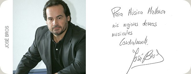 Handschriftliche Glückwunschkarte von José Bros an das Festival MúsicaMallorca