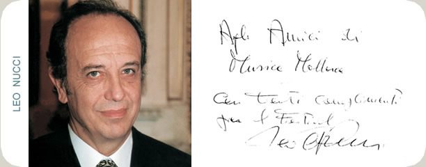 Handschriftliche Glückwunschkarte von Leo Nucci an das Festival MúsicaMallorca