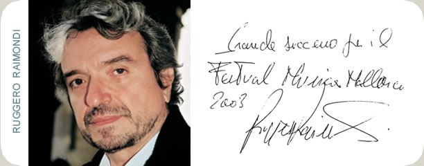 Handschriftliche Glückwunschkarte von Ruggero Raimondi an das Festival MúsicaMallorca