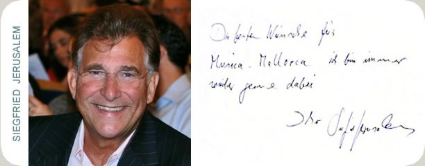 Handschriftliche Glückwunschkarte von Siegfried Jerusalem an das Festival MúsicaMallorca